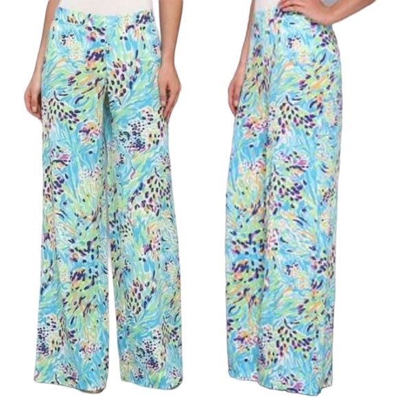Lilly Pulitzer Pants - Lilly Pulitzer | Middleton Palazzo Wide Leg Pull On Pants Sea Soirée Small